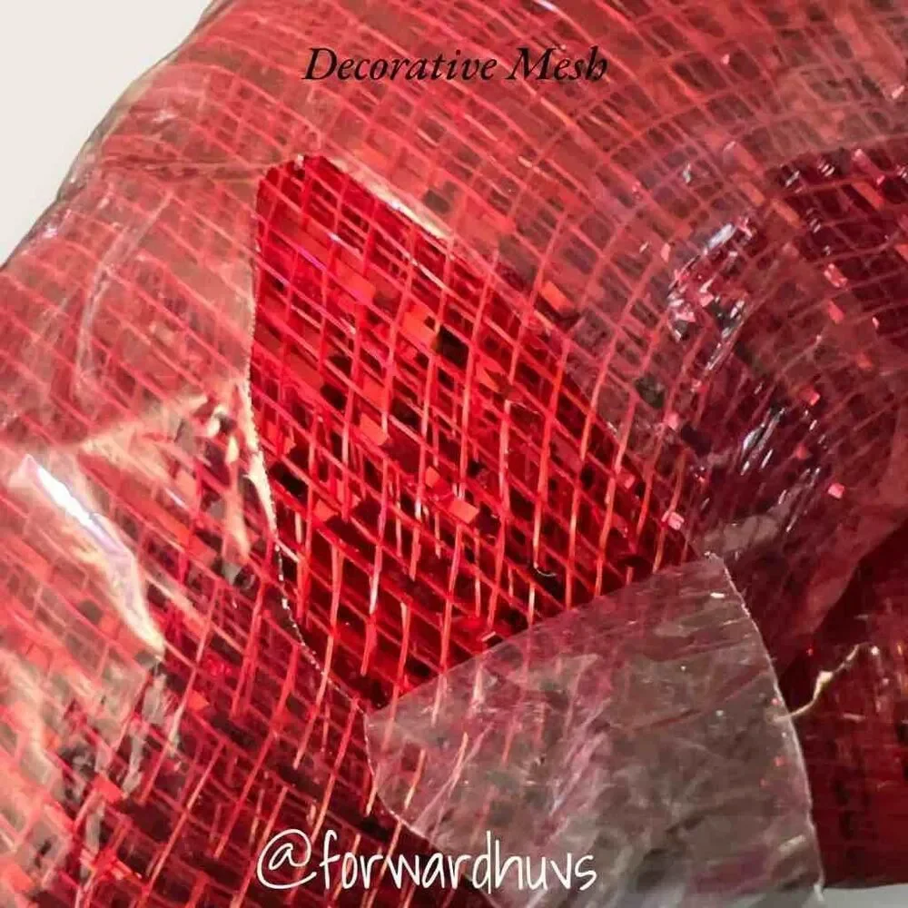 Handmade Holiday Red Decorative Mesh - Two Rolls 21” x 30ft